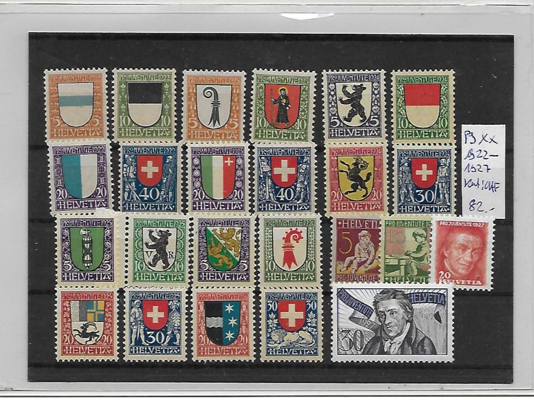 Tutti i francobolli: PJ 1922 - 1927 ** Kat: CHF 82.- – Nuovo (secondo la descrizione) da Basel venduto da Ilp