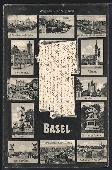Cartoline postali: Basel, Münster, Spalentor, Marktplatz,  – Usato da Berlin venduto da bartko-reher