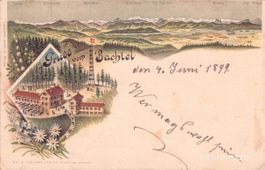 Bachtel ZH // 1899 Litho Turm Gruss vom Bachtel