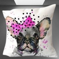 🐾Lustiger French Bulldog Kissenbezug: Pink Polka Dot Style!