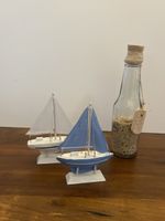 Deko Set Maritime Segelschiff und Sandflasche