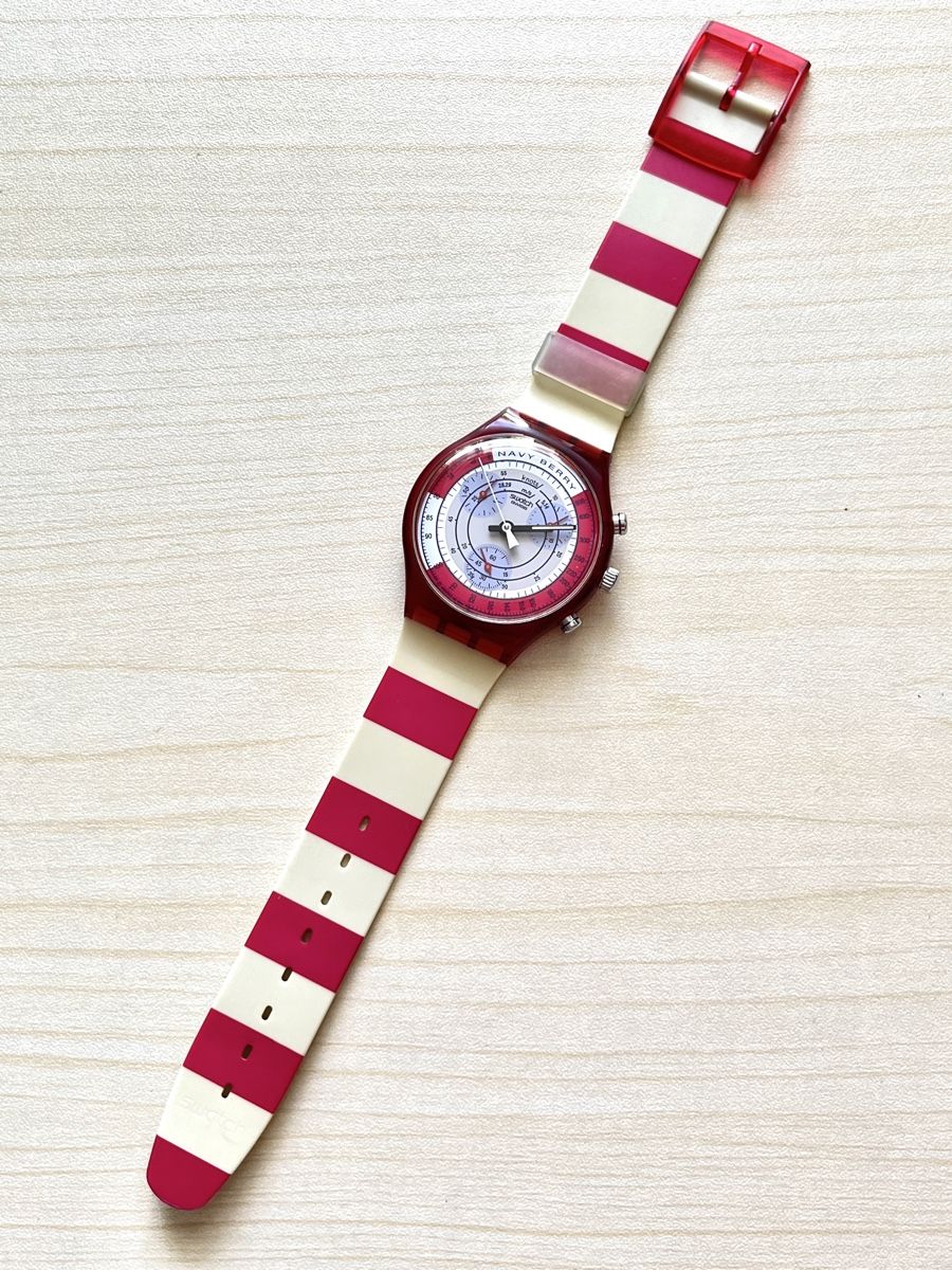 Swatch Orologi: Swatch Navy Berry Uhr mit Chronograph rotes Gehäuse  – Usato da Grenchen venduto da chththl 1