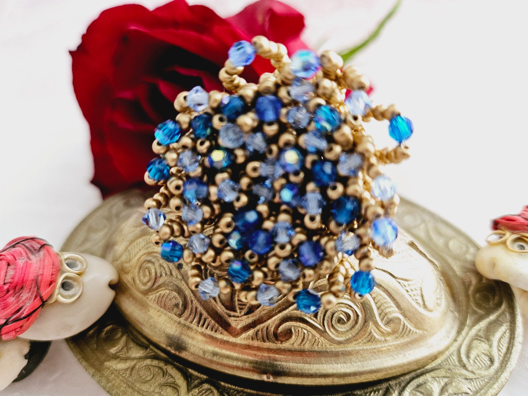 Anelli: Funkelnder Ring aus Swarovski Perlen blau – Nuovo (secondo la descrizione) da Dietikon venduto da Eleda 1