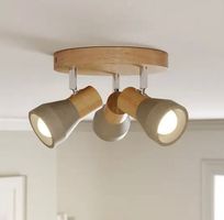 AKTION LED-Strahler Filiz aus Holz und Beton, 3-fl., rund