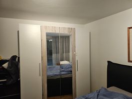 Moderner Kleiderschrank mit Spiegel – Weiss/Eiche – 4-türig