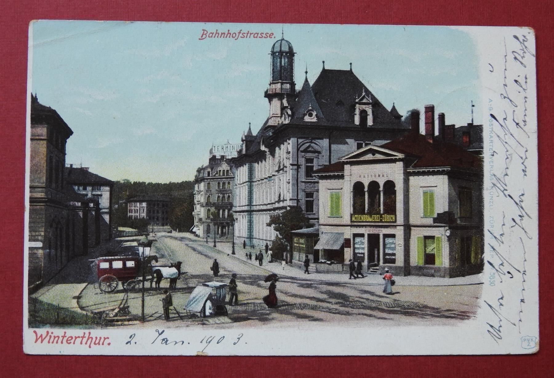 Cartoline postali: Winterthur Bahnhofstrasse, mit Kutsche ! – Usato da Rain venduto da 999-800-K