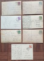 7 Karten mit Bahnpoststempel