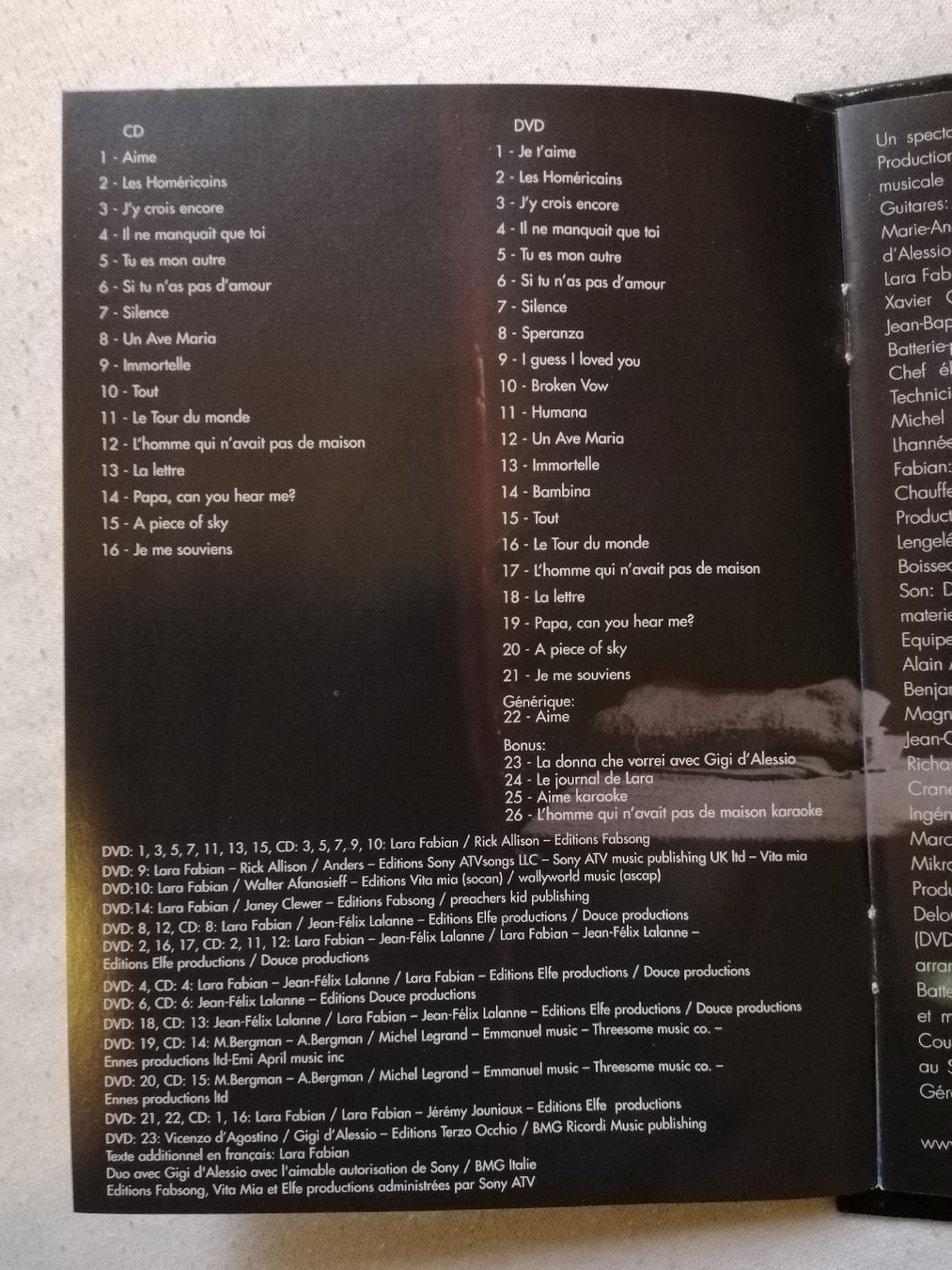 Tutti i DVDs: Lara Fabian Un regard 9 DVD – Usato da Lausanne venduto da Jdelta 2
