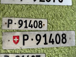 Paar Nummernschilder PTT Post 91408 antik f. Sammler