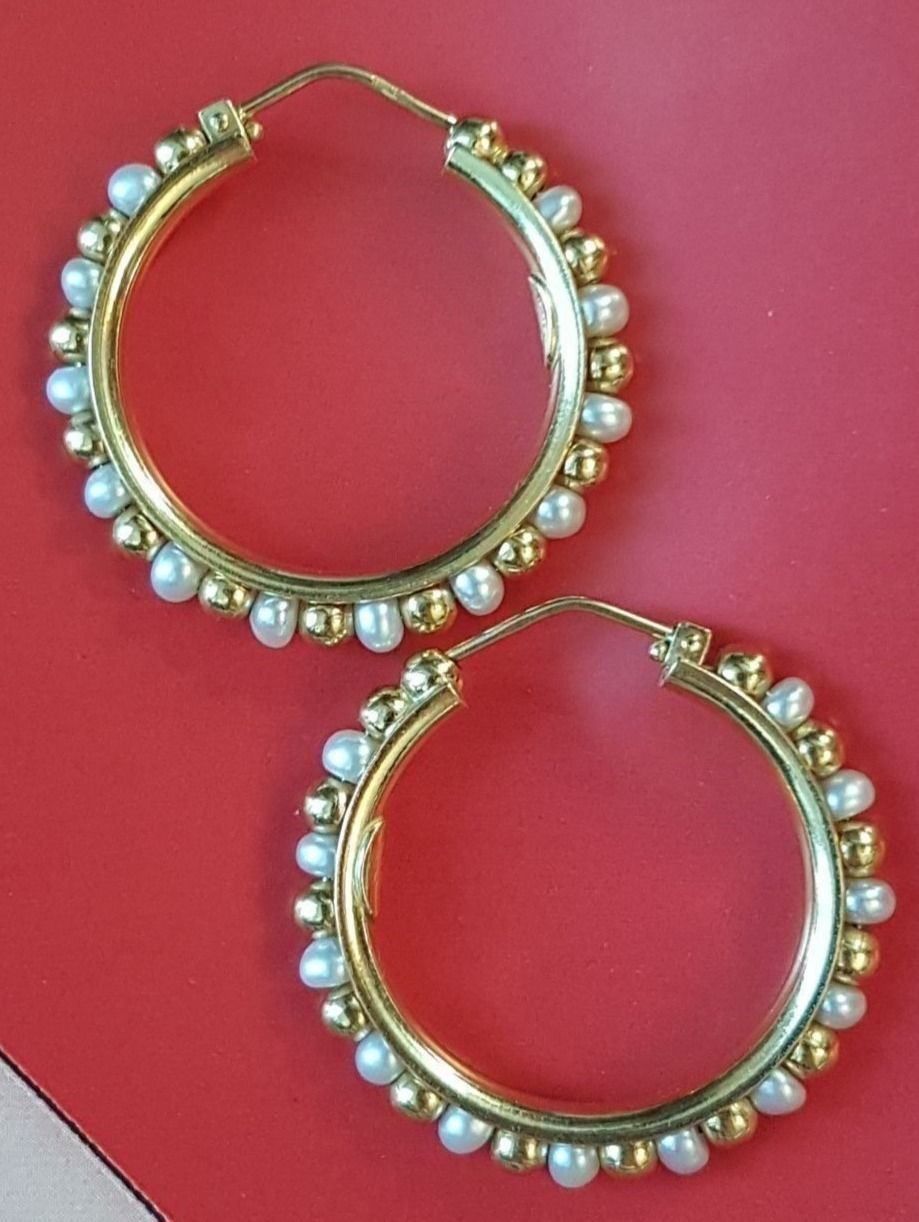 Orecchini pendenti & Orecchini a lobo: Edle Ohrcreolen in Perlen/Gold Design – Nuovo (secondo la descrizione) da Unterägeri venduto da Altgoldschmuck 3