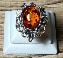 natürlicher Cognac Bernstein  🥃🪾✨Silber 925 Ring