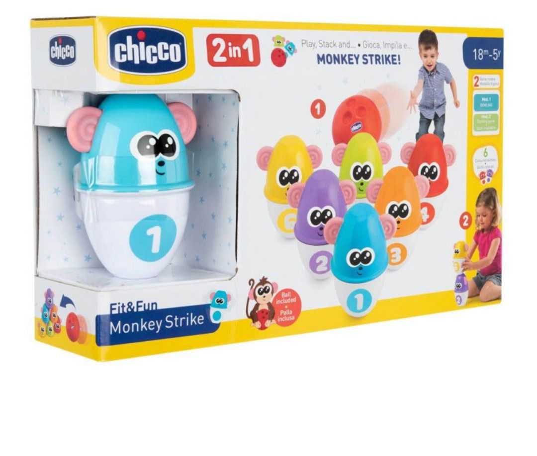 Chicco Giocattoli: Lernspiel Motorik: Bowling Set Monkey Strike – Nuovo (secondo la descrizione) da Zürich venduto da ili_jzy7 2