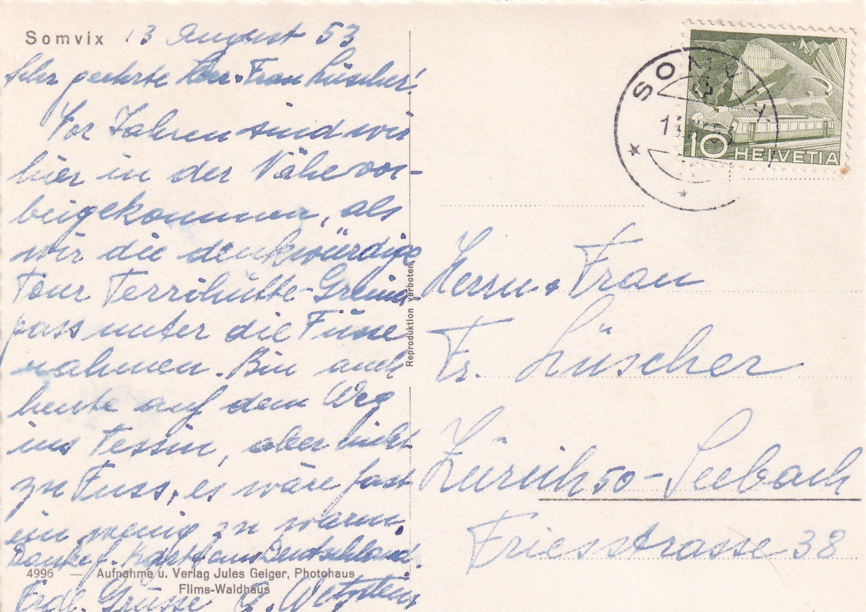 Cartes postales: Somvix Dorfansicht – D'occasion à Olten par clotaldi 1
