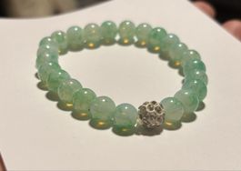 Green Beaded Bracelet with Diamanté Detail Gemstone