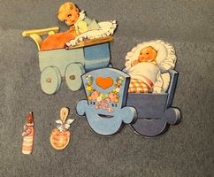 ❗Jetzt = 20.- Fr. !!❗Oblatenbilder Babys- Spielzeuge 60igerJ
