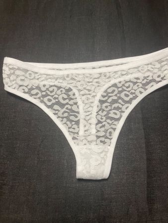 Perizoma bianco pizzo leopardato, taglia S/L