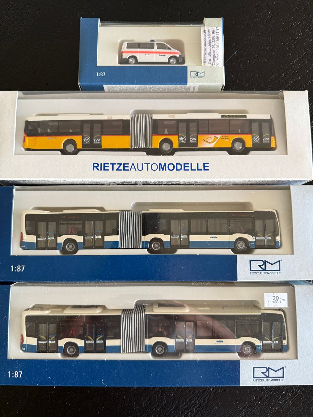 Rietze Modellautos: Rietze VBZ/VZO/Postauto Zürich Set 1/87 – Gebraucht aus Nänikon von jeanyus