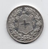 (701) Schweiz, 5 Franken 1904, fast stgl Frauenkopf