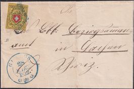 1852, Rayonbrief mit 16II (T.4 B-RO) von GLARUS, Kat: 650.-