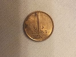 Pièce rare 1 cent Pays-Bas 1965 Juliana