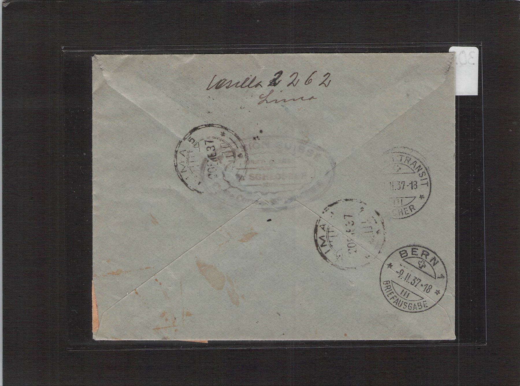 Alle Briefmarken: Bedarfsbrief Peru  - Bern  , gel. 1937 – Gebraucht aus Reichenburg von ibiza18 1