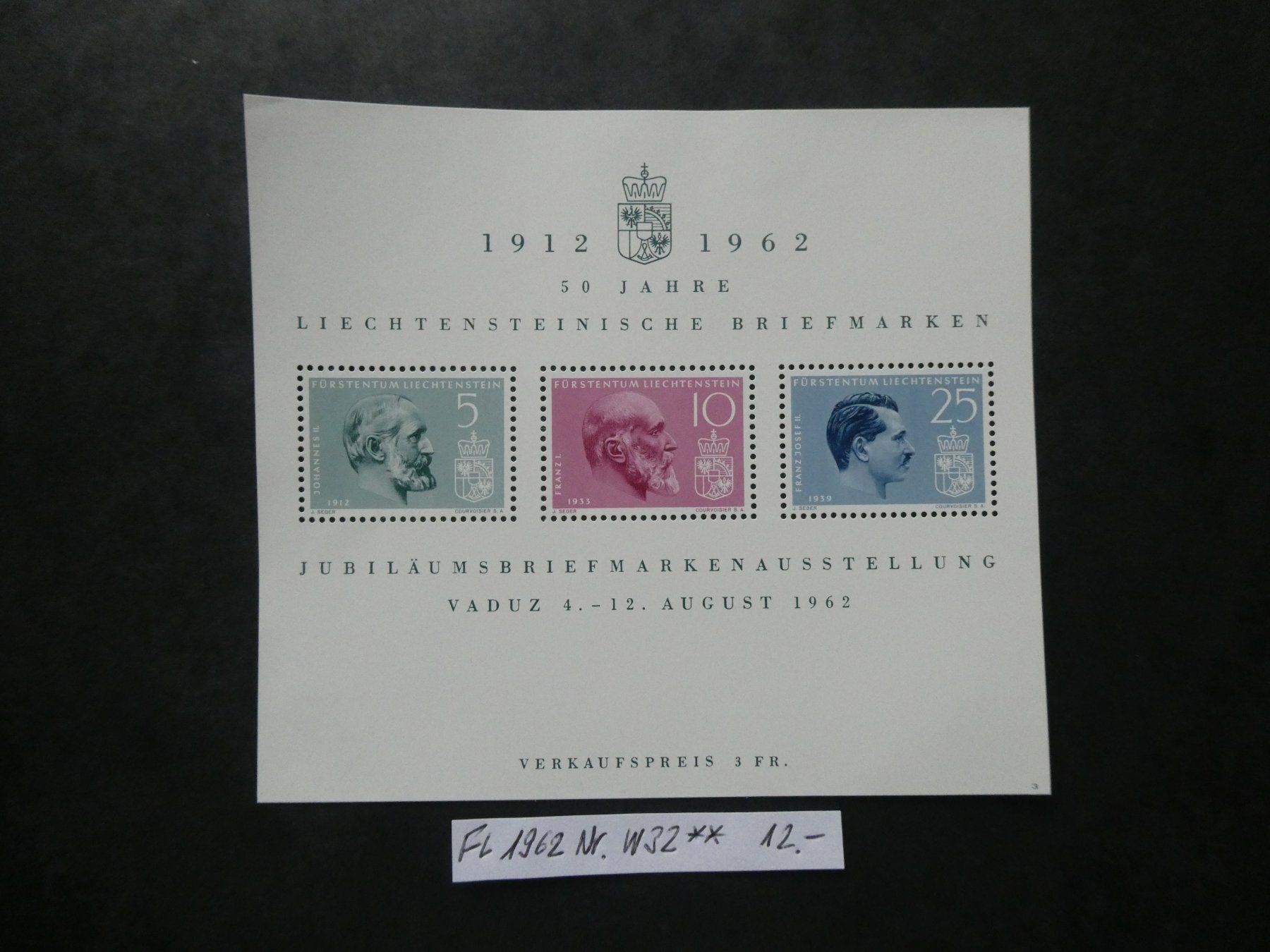 Tutti i francobolli: FL 1962 Nr. W32 postfrischer Block – Usato da Lausen venduto da Herbamare01