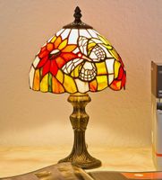 Tiffany Tischleuchte Blumen Schmetterling 20x33cm Tischlampe