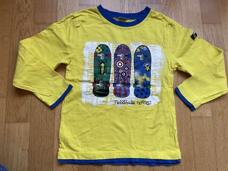 Langarmshirt gelb Skateboardmotiv, Gr. 128