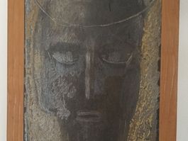 HELEN DAHM - 1878-1968 Holzbild mit Gesicht, handsigniert