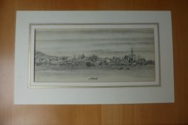 Litho H.R.Schmid " Abtwil " 38/100 handsigniert - 27 x 46 cm