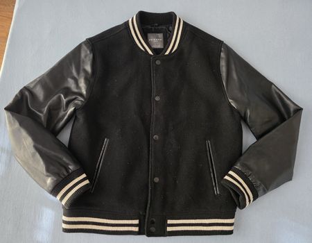 College Jacke Primark schwarz Ärmel Lederoptik Grösse L