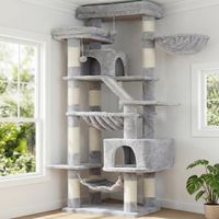 Kratzbaum, 180cm Katzenbaum für Wohnungskatzen, Hellgrau