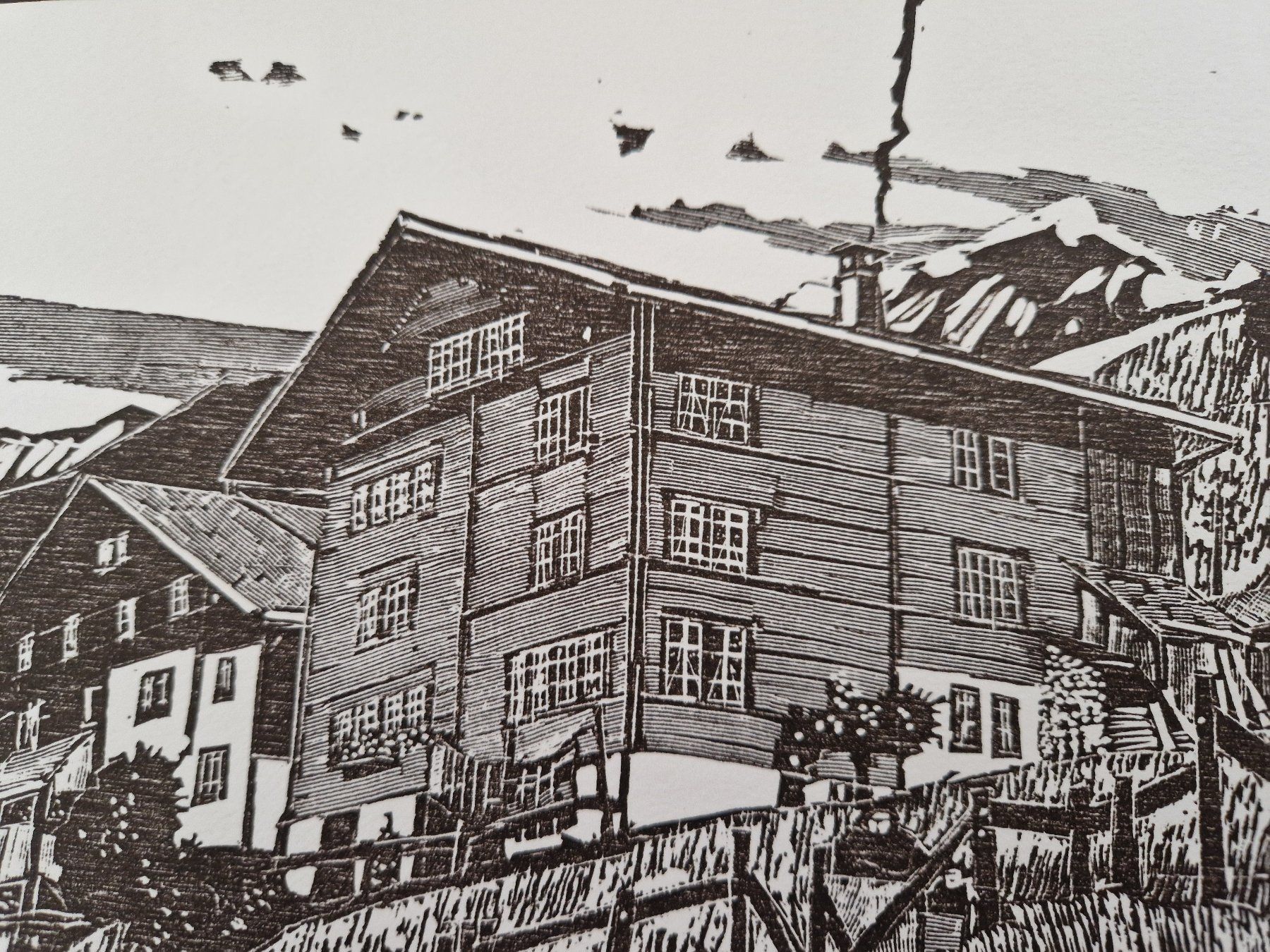 Xilografie: Original Holzschnitt - "Fritigenhäuser" im Glarnerland – Usato da Burgdorf venduto da gre_2ftz 3