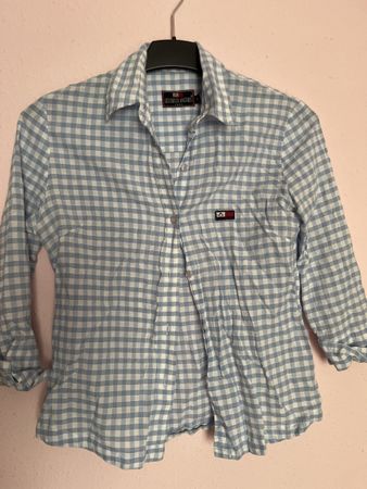 Chemisier à carreaux blanc et bleu, Taille 36