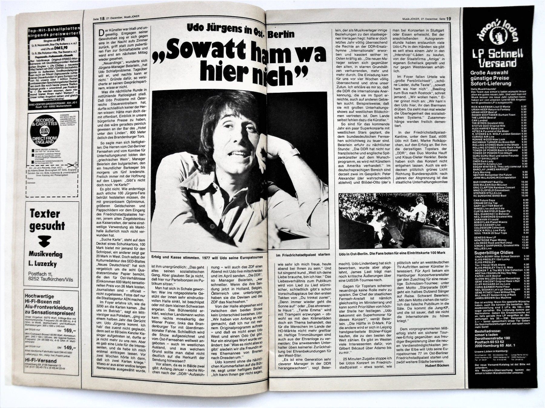 Zeitschriften & Magazine: MUSIK JOKER HEFT 1977 – Gebraucht aus Zürich von erfreut01 6