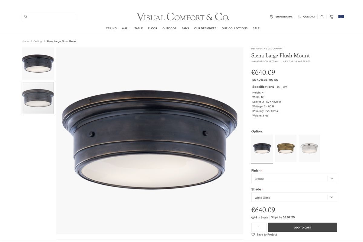 Lampadari & plafoniere: Visual Comfort  Siena Large Flush Mount Deckenleuchte – Nuovo e nell'imballaggio originale da Erlenbach ZH venduto da itemstobepruchased