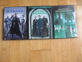 3 DVDs: Matrix Matrix Reloaded Matrix Revolutions Neo