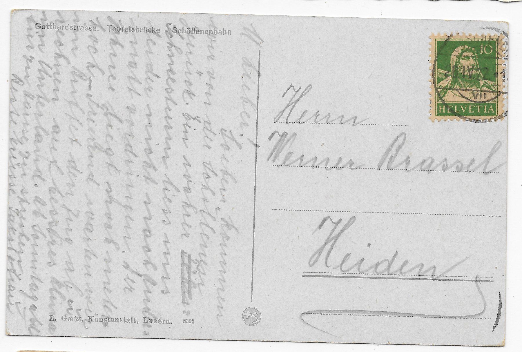 Cartoline postali: Gotthardstrasse- Teufelsbrücke-Schöllenenbahn – Usato da Hefenhofen venduto da Richsalz 1