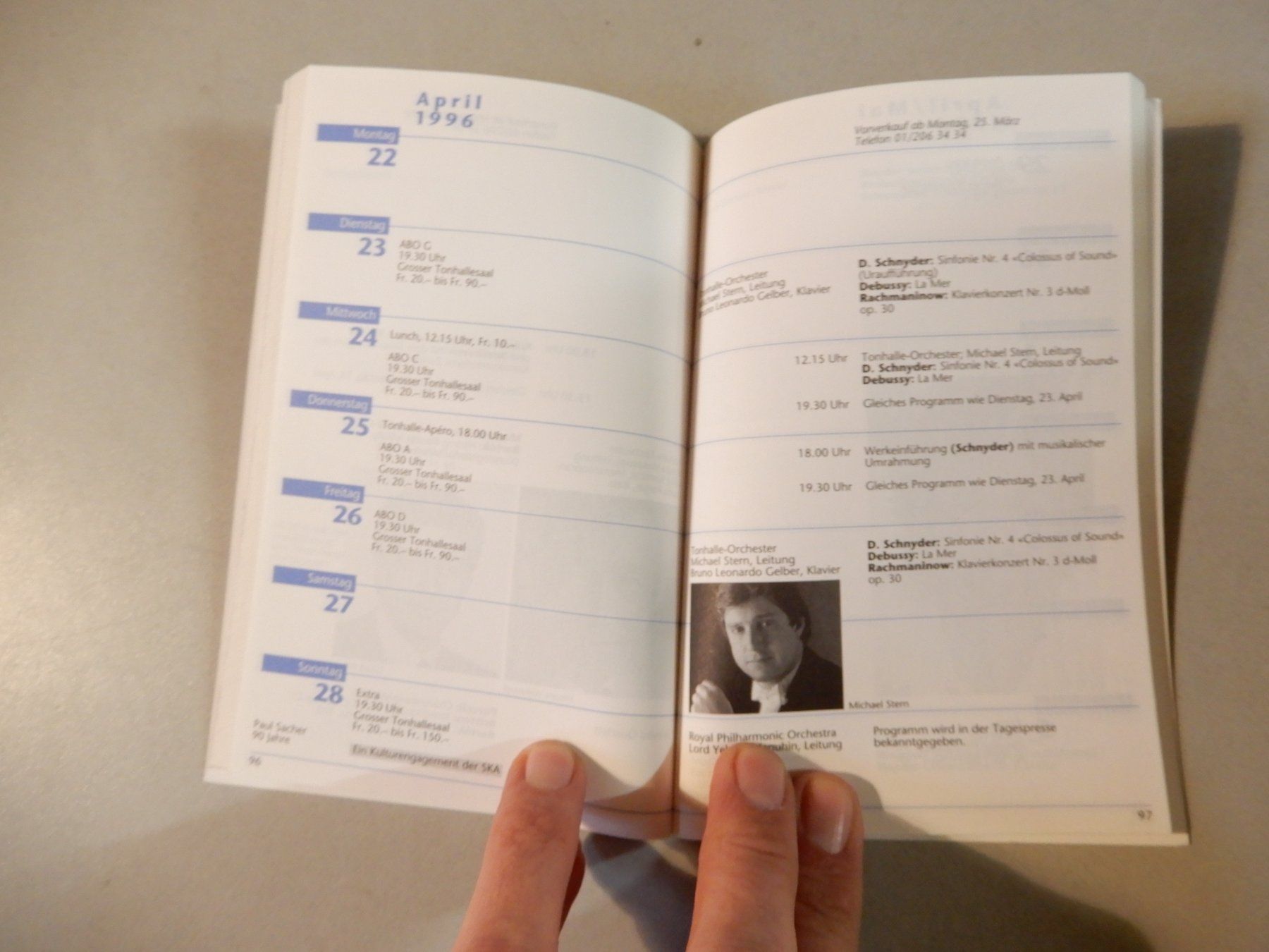 Documenti: Tonhalle Zürich Jubiläumsprogramm 1995/96 – Usato da Erstfeld venduto da Mario_boe0 7