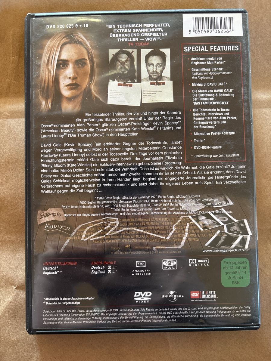 Tutti i DVDs: Das Leben des David Gale (2204) – Usato da Ruswil venduto da Slivio_ 1