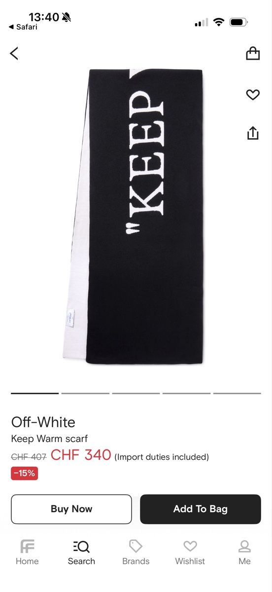 Off-White Foulard & Sciarpe: Off White Scarf black & white – Nuovo (secondo la descrizione) da Zürich venduto da Mattiauc 1