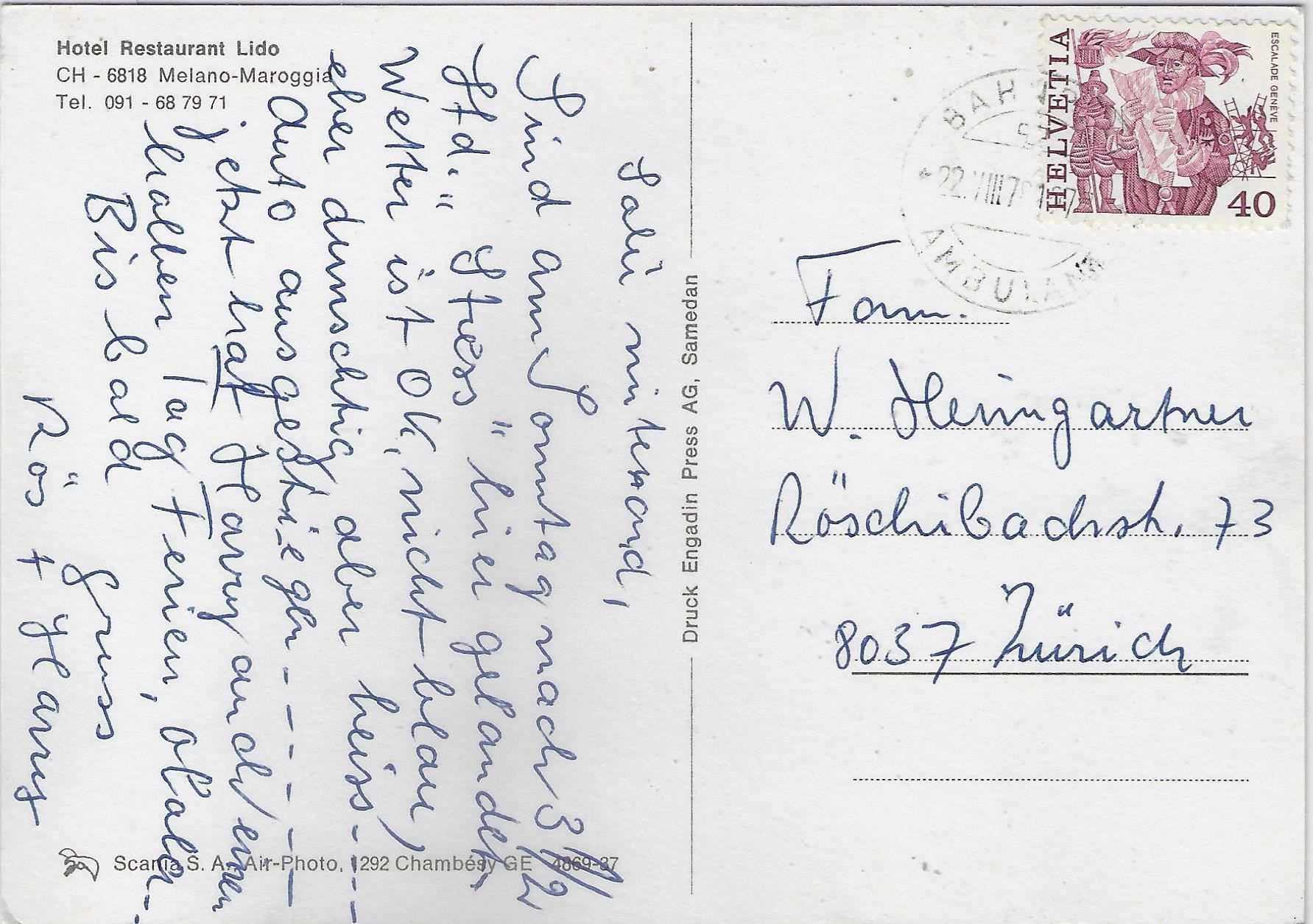 Cartoline postali: Aerofoto Hotel Restaurant Lido Melano- – Usato da Ettingen venduto da Kartenplanet 1