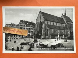 Alte Ansichtskarte 1933 Basel Barfüsserplatz, guter Zustand!