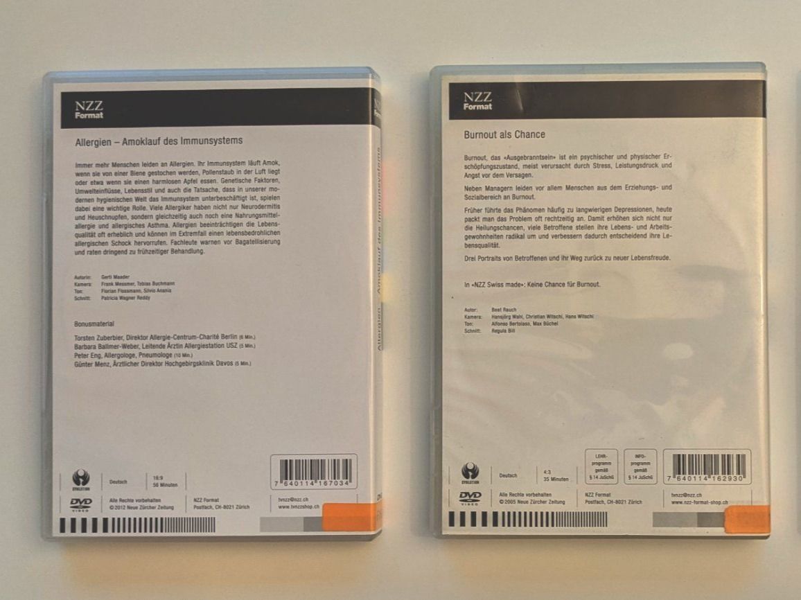 Tutti i DVDs: NZZ Format - Allergien + Burnout als Chance – Usato da Münchenbuchsee venduto da Chaoo 1
