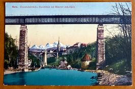 Bern - Eisenbahnbrücke, Durchblick auf Münster 1917