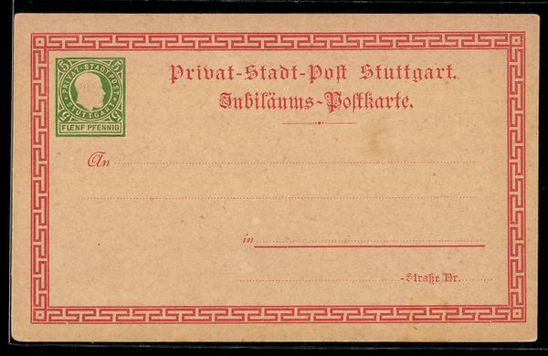 Cartoline postali: Stuttgart, Ganzsache der Privaten Stadtp – Usato da Berlin venduto da bartko-reher