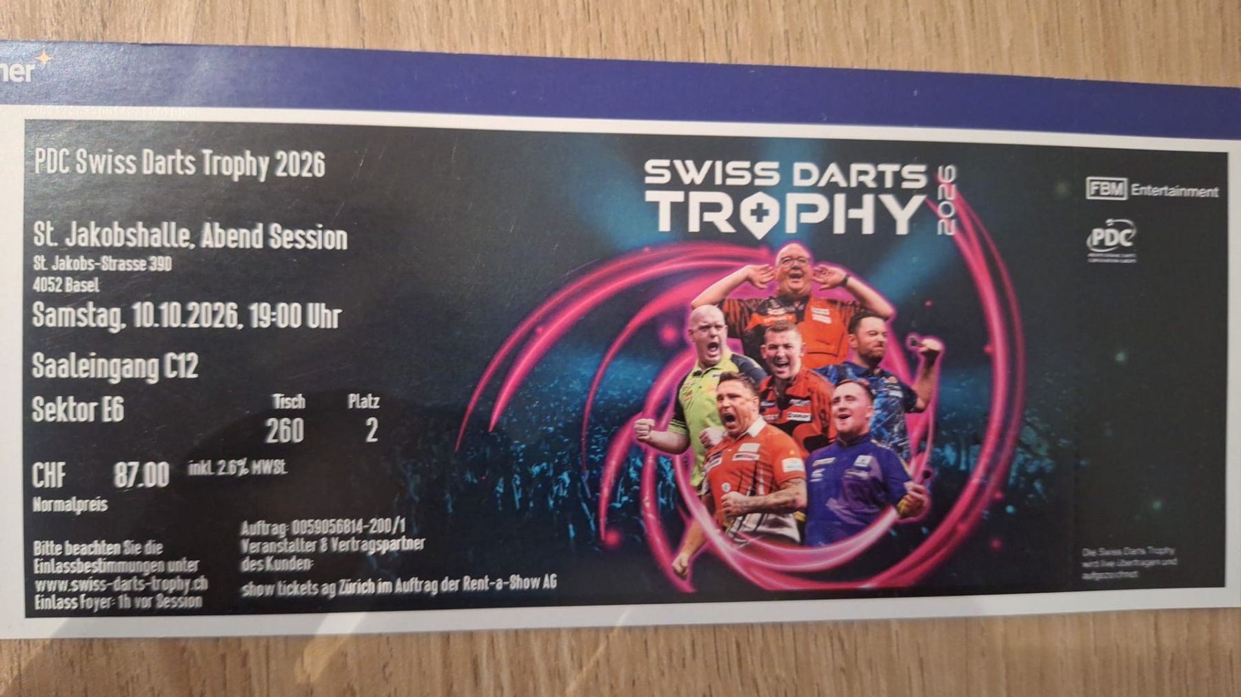 Biglietti: 2x Tickets Swiss Darts Trophy Basel – Usato da Unterschächen venduto da aasu123 1