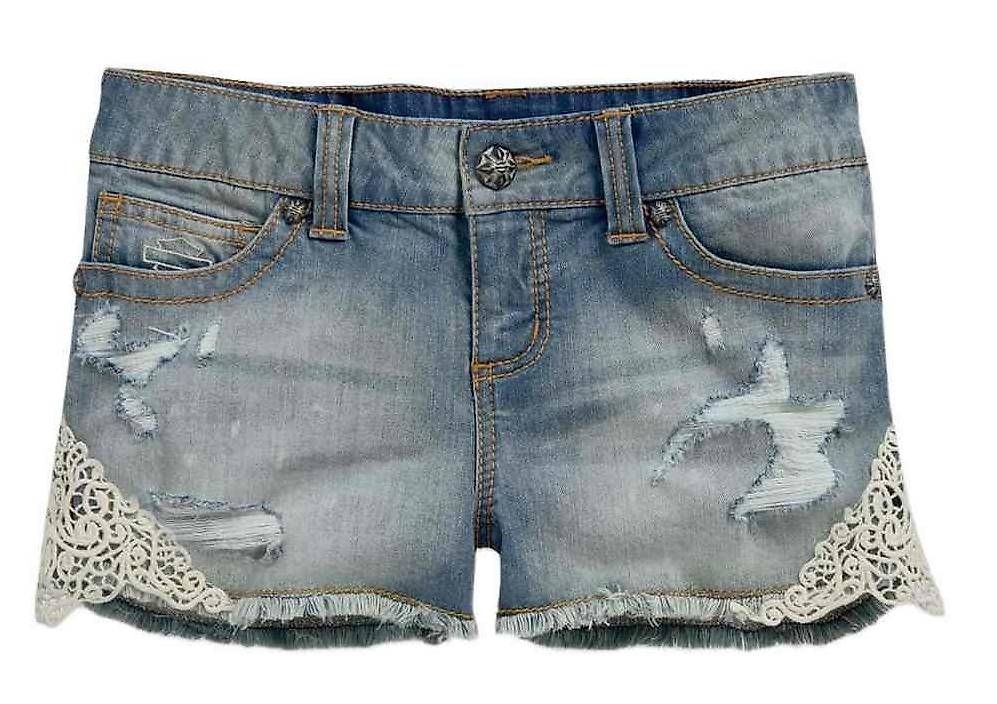 Harley-Davidson Hosen: Harley-Davidson Short - Crocheted Accented Denim Grösse 2 – Neu (gemäss Beschreibung) aus Solothurn von Deinze 1