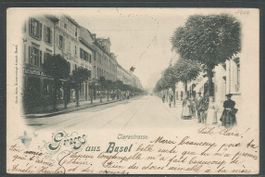 Carte P de 1900 ( Gruss aus Basel / Clarastrasse )