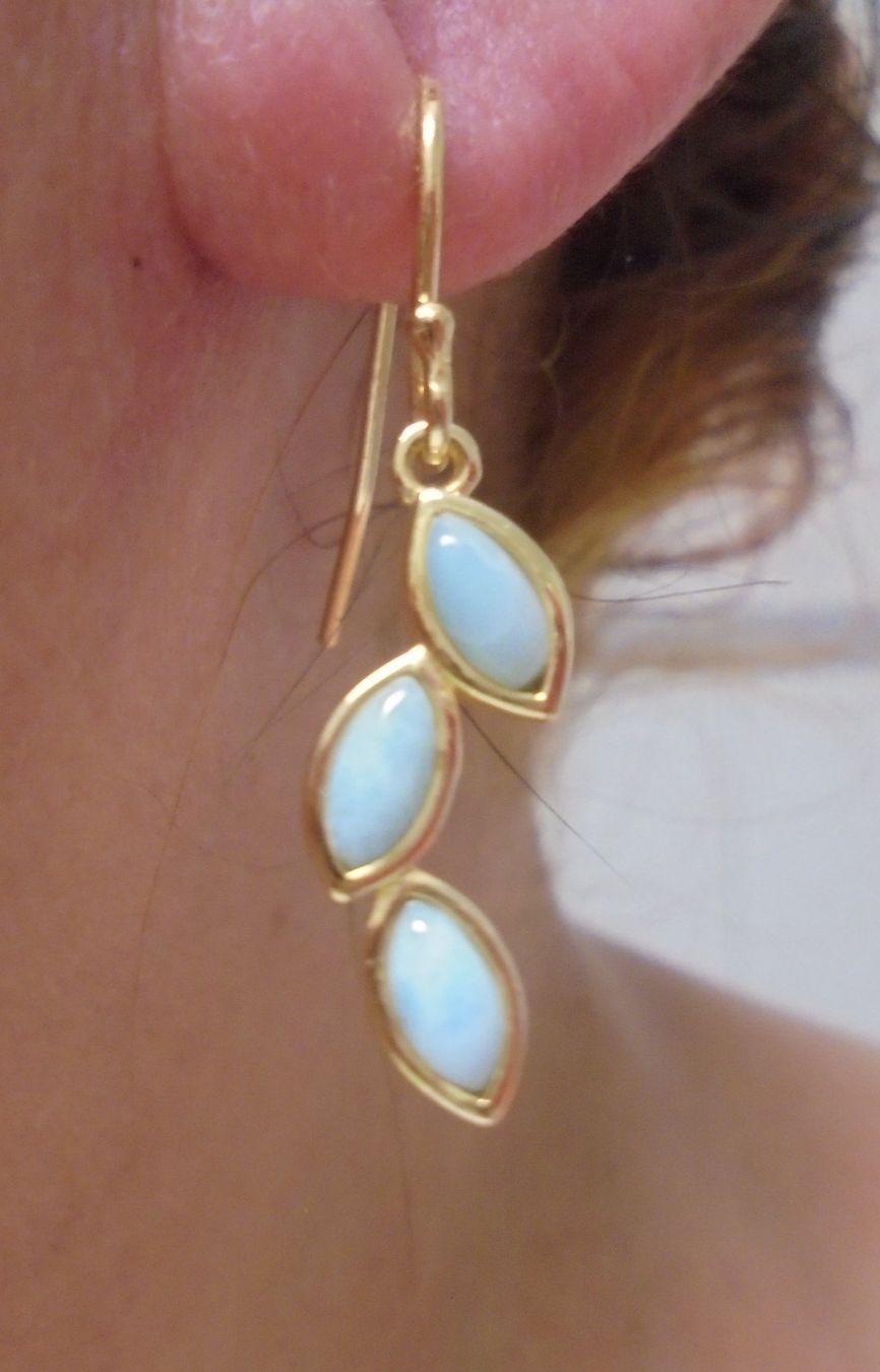 Orecchini pendenti & Orecchini a lobo: Echtschmuck: Larimar Silberohrhänger, vergoldet – Nuovo (secondo la descrizione) da Zuchwil venduto da maumauchi 5